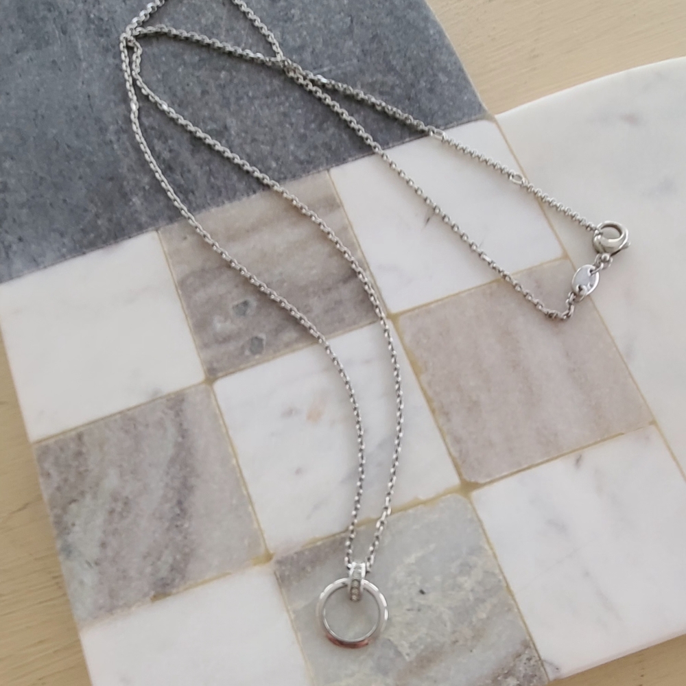 Fossil Silver Circle Pendant Necklace